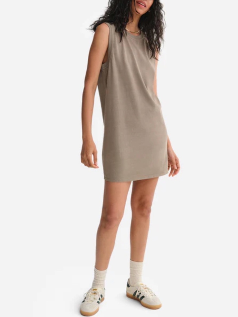 Mate Sleeveless Taupe Shift Dress - Casual EverydayTank Dress S M